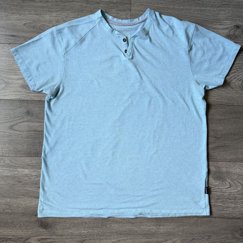 Kenneth‎ Cole New York Blue Organic Cotton Blend Henley - XL
